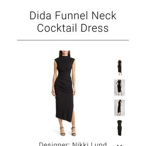 Black, Dida Funnel Neck Cocktail Dress by Nikki Lund